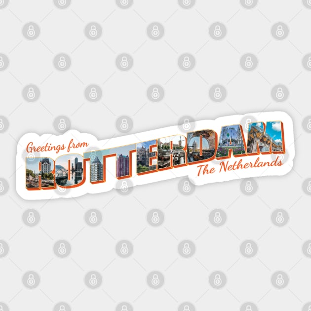 Greetings from Rotterdam in The Netherlands Vintage style retro souvenir Sticker by DesignerPropo